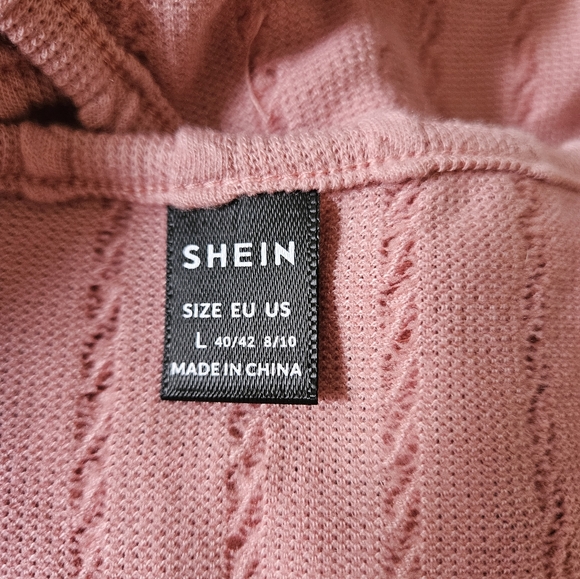 Shein Pink Lightweight Sweater Wrap Dress - Picture 5 of 6